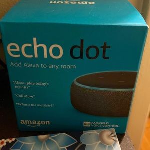 Brand new echo dot not used. Got as a gift but have no use for it